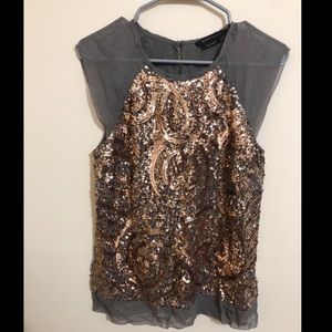 BCBGMAXAZRIA size S sequined, silk blouse